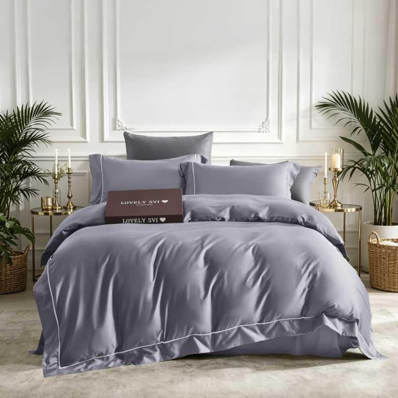 Комплект постельного белья Lovely Svi евро сатин люкс 300ТС 135 г/м2 Grey (220326)