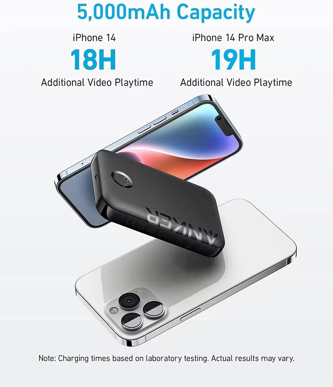 Повербанк магнітний Anker MagGo 321 Magnetic Magsafe 5000 mAh Чорний (26389476) - фото 5