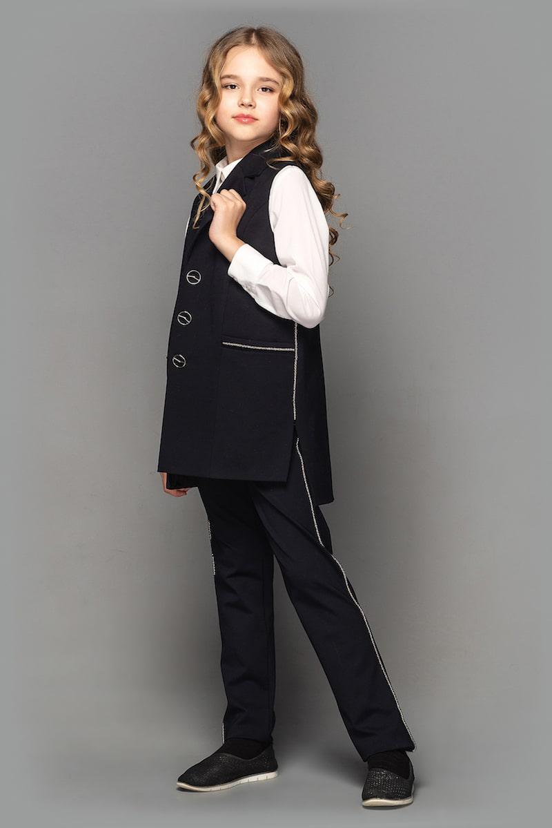 Жилет детский для девочки Cvetkov Кара Юта трикотаж 134 см Синий (2000000112268)