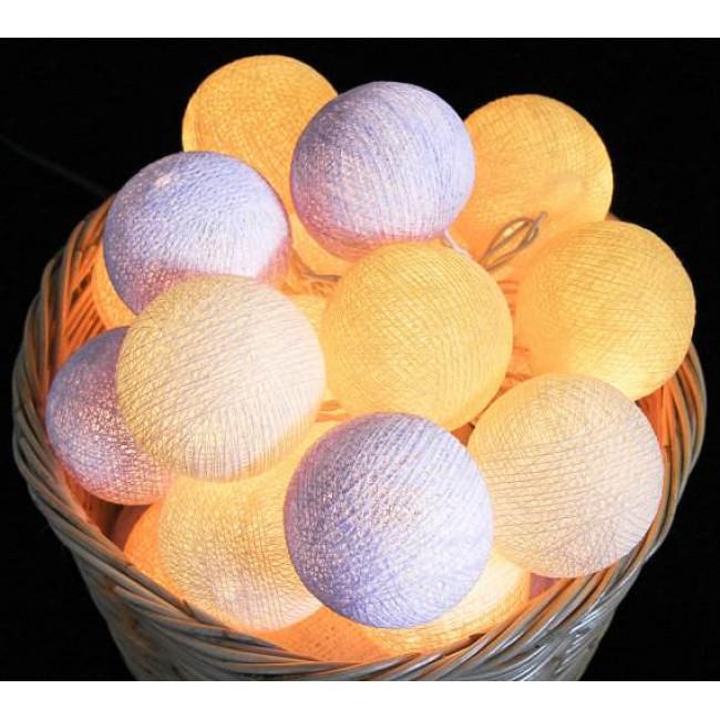 Гирлянда из нитевых шаров CBL от батареек 20 шт. 2,5 м Purple/Yellow