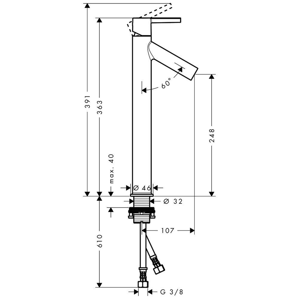 Смеситель для умывальника Hansgrohe AXOR Starck 10103000 высокий однорычажный Хром (142860) - фото 2 Смеситель для умывальника Hansgrohe AXOR Starck 10103000 высокий однорычажный Хром (142860) - фото 2