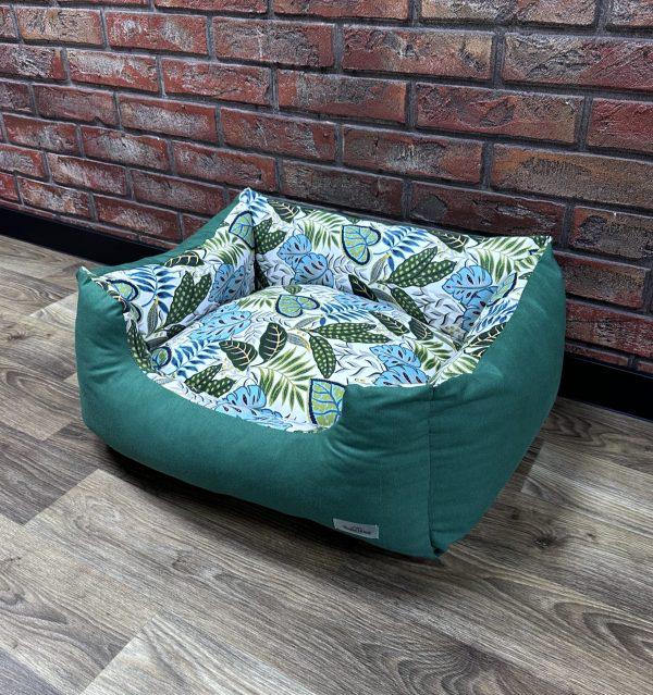 Лежак для котів та собак Comfort Home модель 2 Monstera turquoise 80х60 см