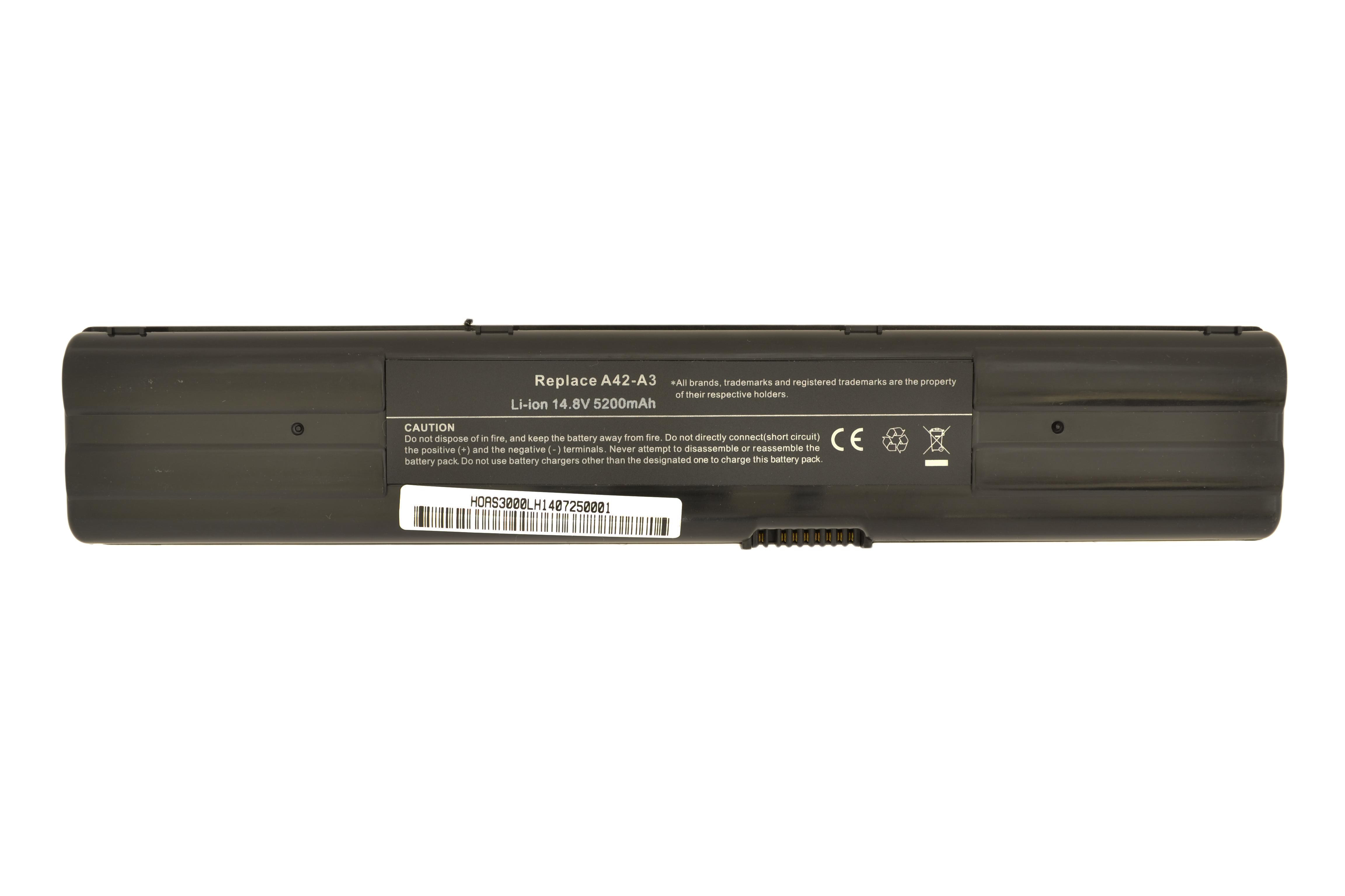 Аккумулятор для ноутбука Asus A42-A3 14.8V 5200 mAh (009189)