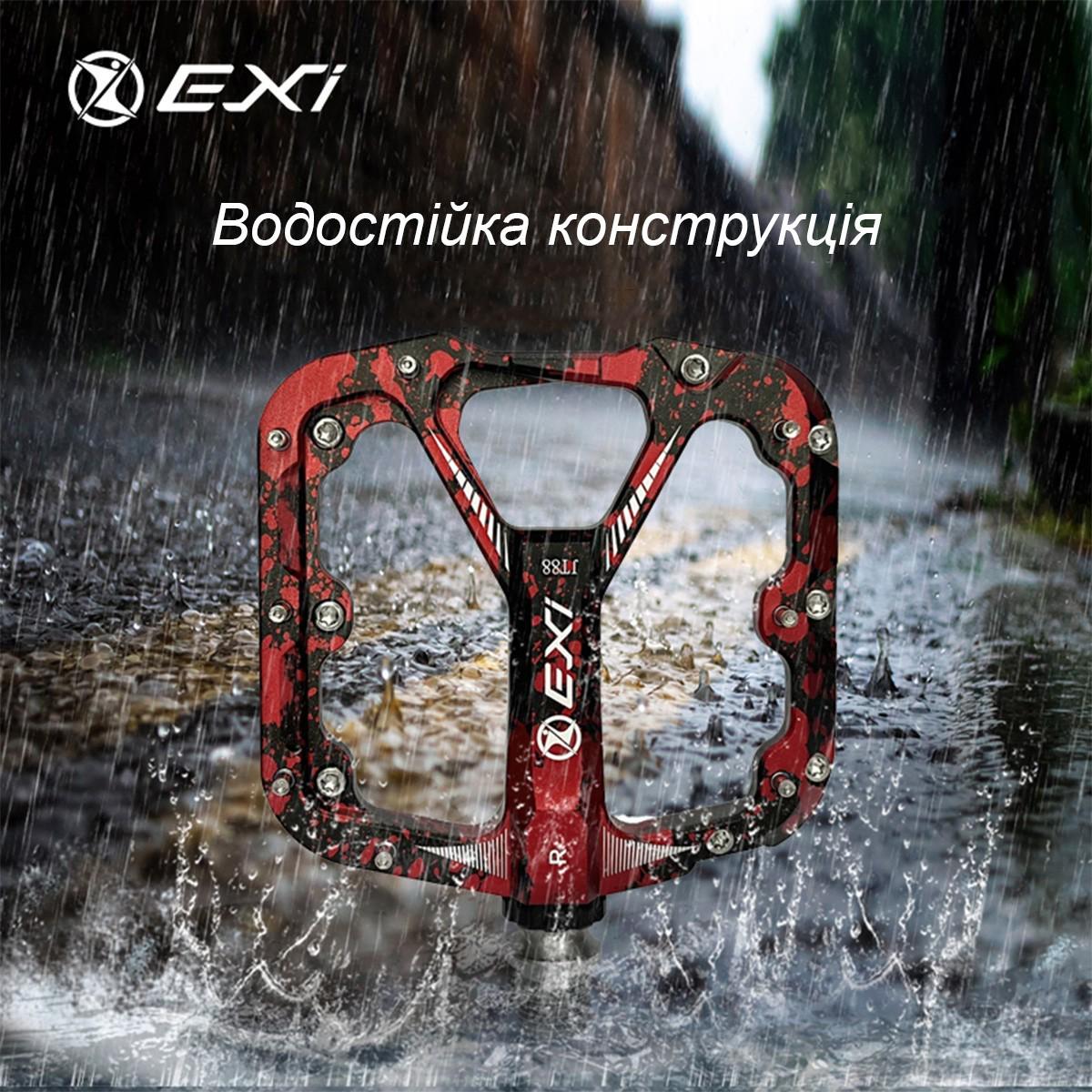 Педали велосипедные Exi JT88 алюминиевые на промышленных подшипниках Черный/Красный (EXI-JT88-4187) - фото 5