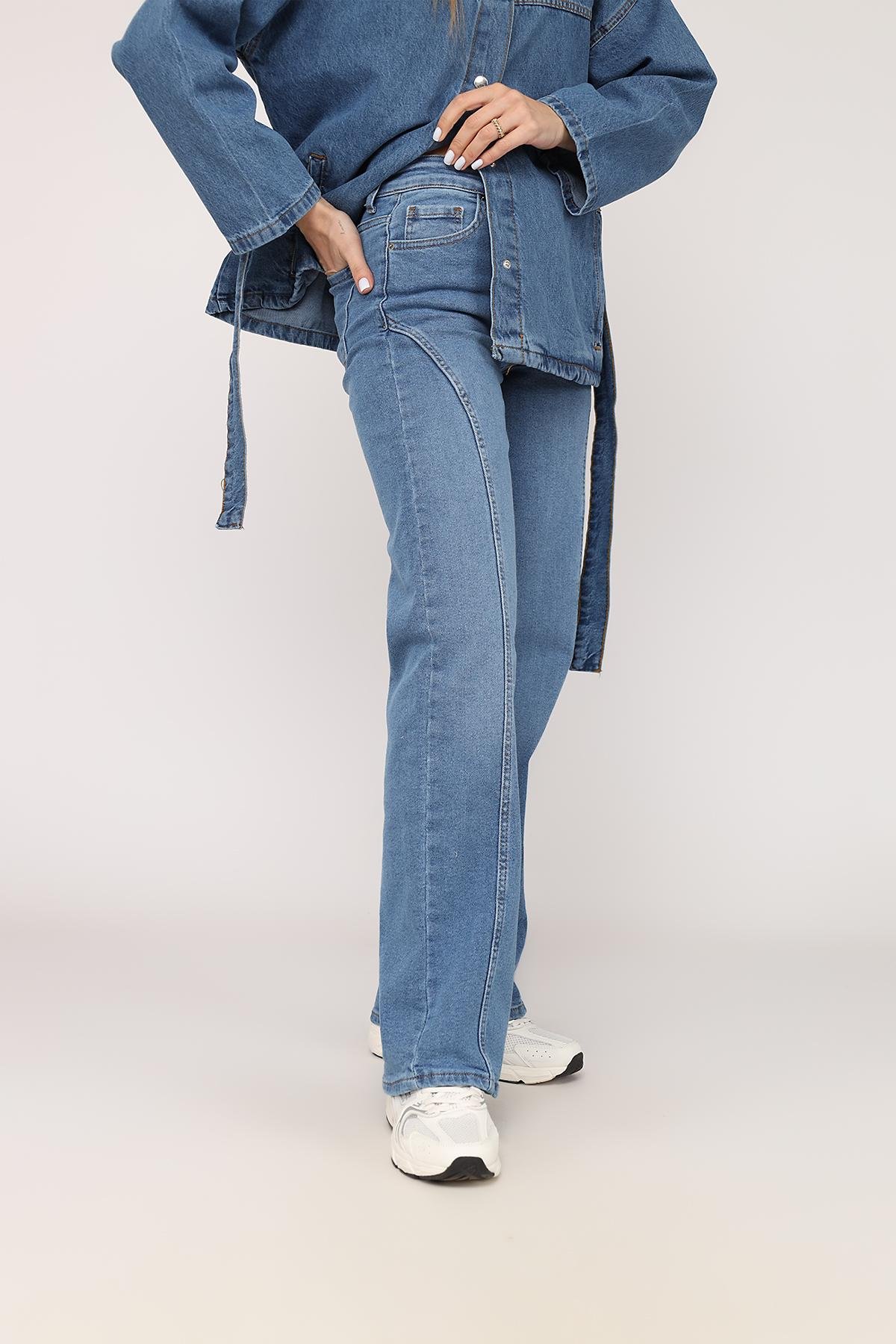 Джинси жіночі Wide leg ЦБ-00274407 р. 50 Блакитний (SKT001058528) - фото 5