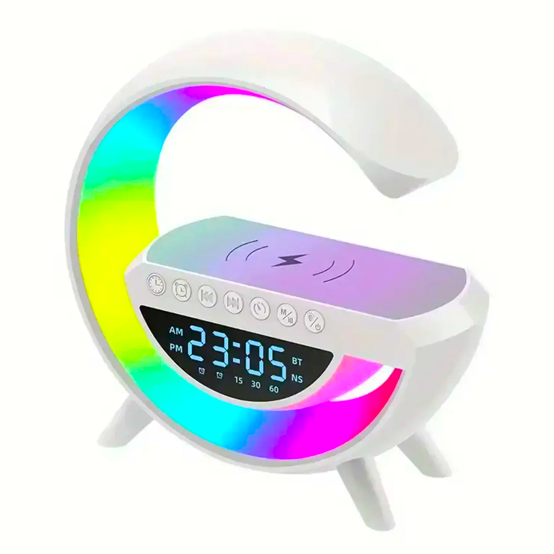 Настільна лампа-нічник BT-3401 з бездротовою зарядкою/будильником та Bluetooth колонкою (234568355)