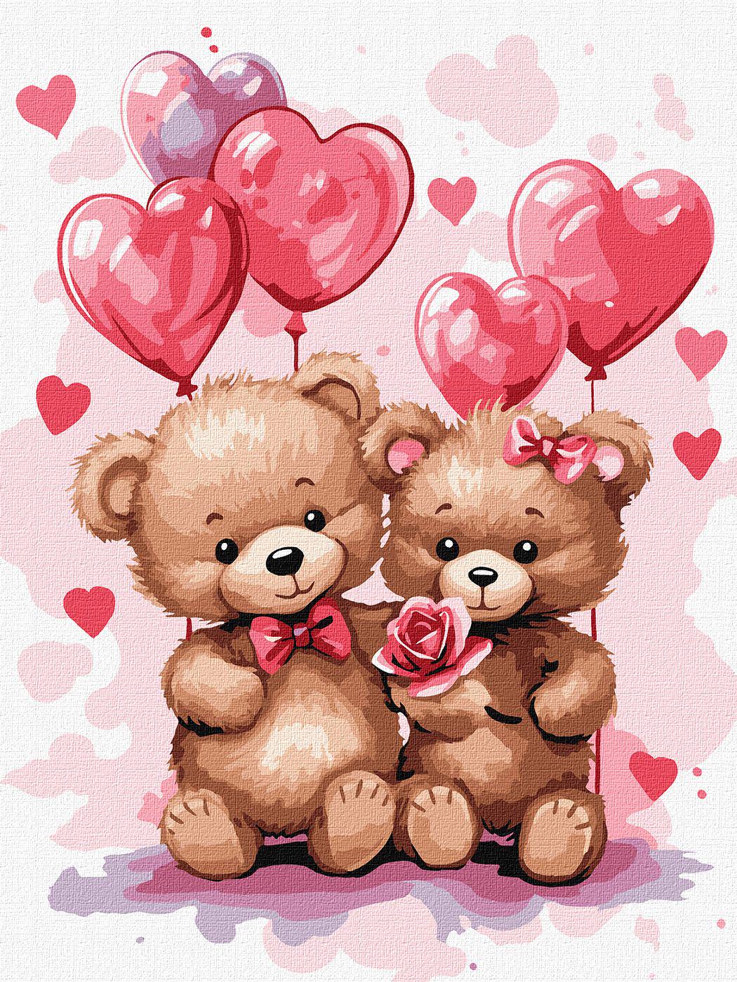 Картина по номерам Идейка Влюбленные медведи 30x40 см (KHO6111)