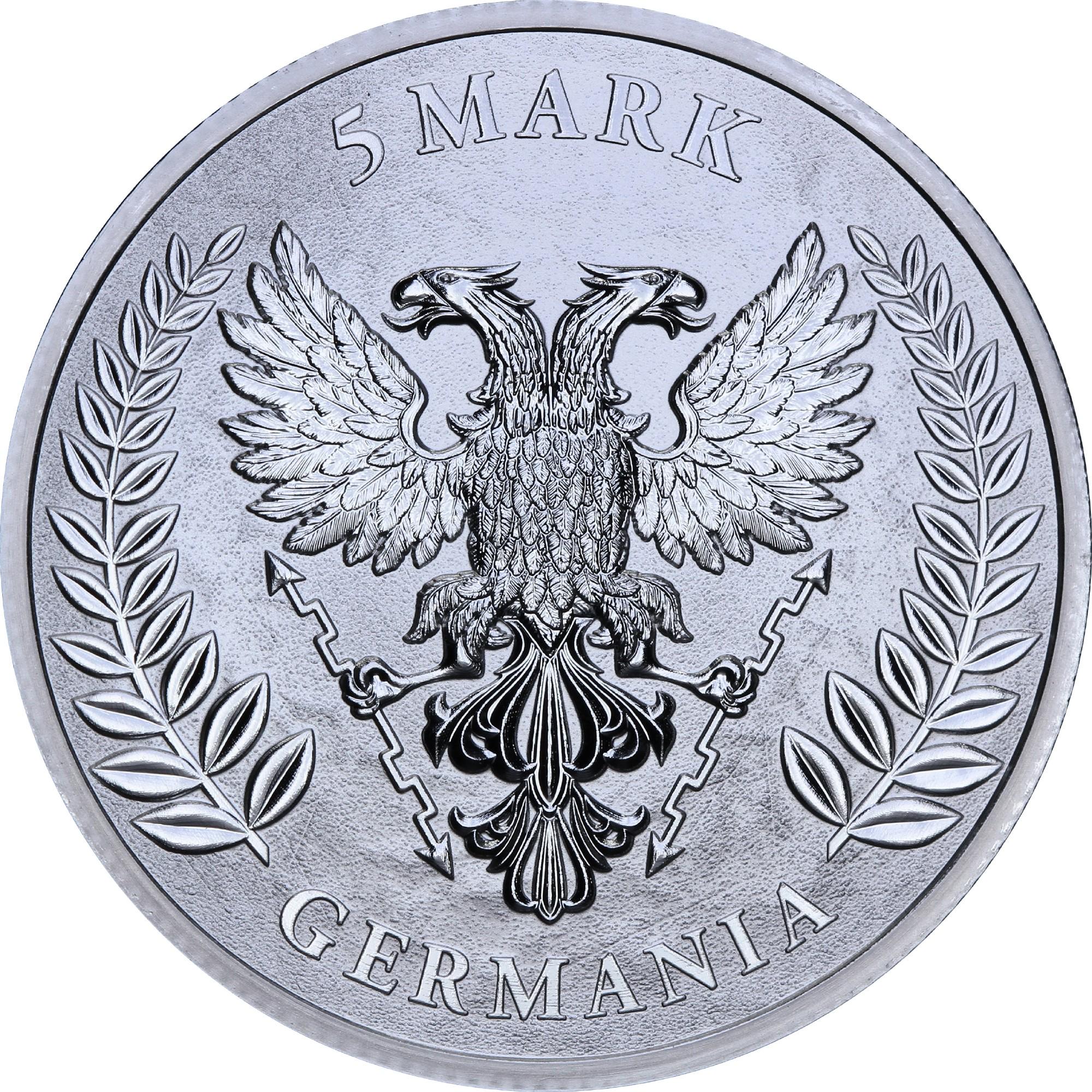 Срібна монета 5 марок Німеччина 2020 Limited Edition for WORLD MONEY FAIR'20 1 oz (786) - фото 2