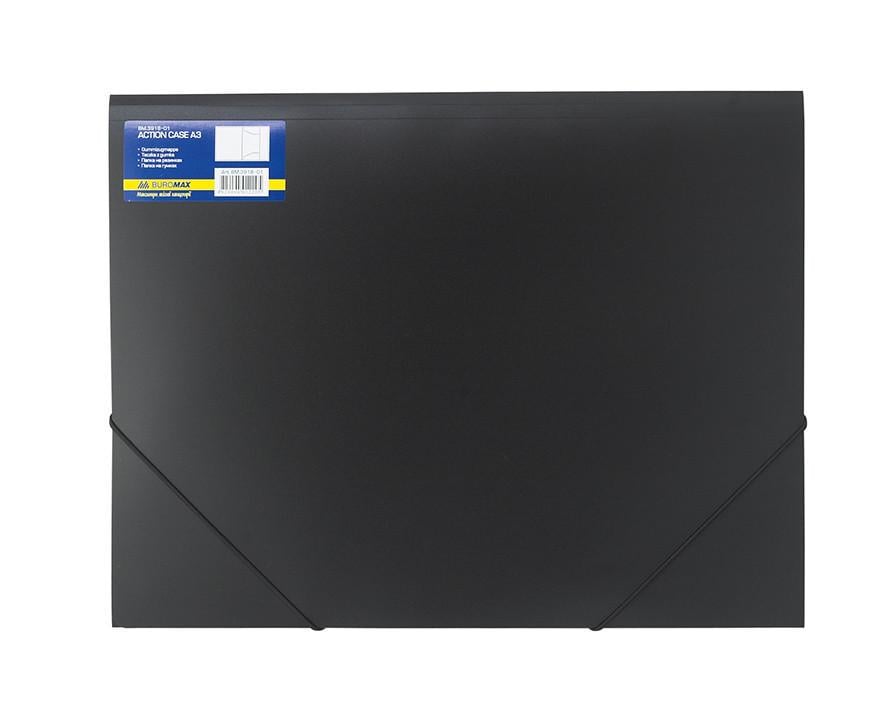 Папка на гумках Buromax BM.3918-01 PROFESSIONAL матовий непрозорий пластик А3 Чорний (4823078951977)