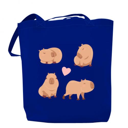 Шоппер Семейка капибар 37x41 см Синий (13528703-5-185206) Шоппер Семейка капибар 37x41 см Синий (13528703-5-185206)