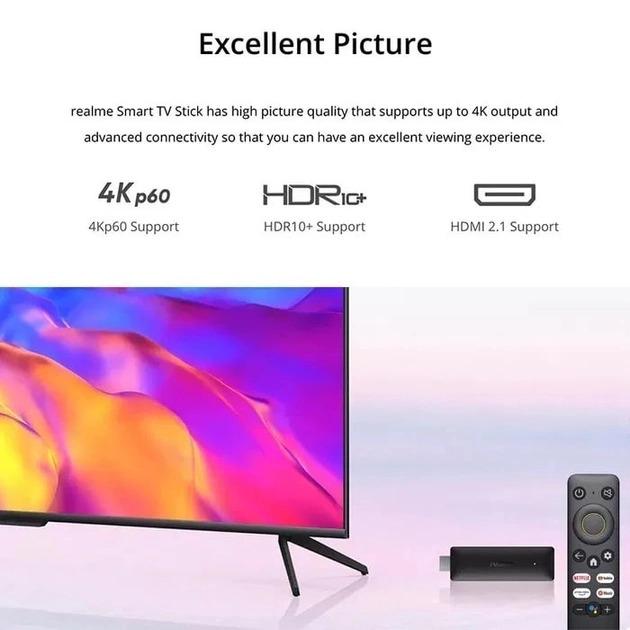 Медіаплеєр Realme 4K Smart Google TV Stick (345778) - фото 5