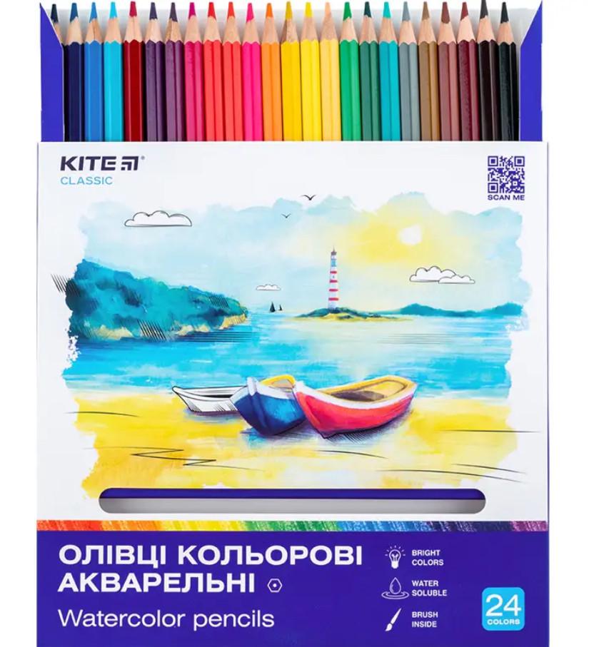 Олівці кольорові акварельні KITE Classic 24 кольори - фото 2 Олівці кольорові акварельні KITE Classic 24 кольори - фото 2