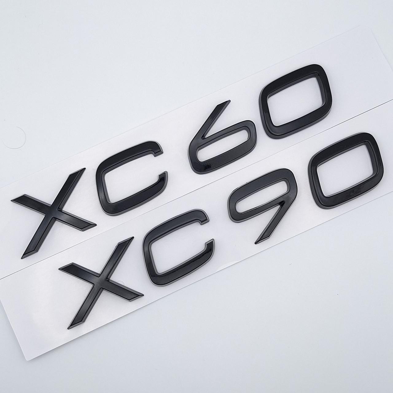 Емблема напис XC60 XC90 Volvo ABS 15,5х2,9 см Чорний глянцевий (2491009390)