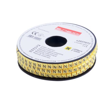 Маркер кабельный E.NEXT e.marker.stand.2.4.N символ N 2-4 мм2 500 шт./рул. Желтый (s2037072)