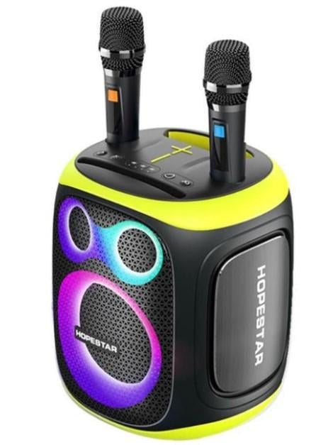 Портативна бездротова колонка акустика HOPESTAR Party 130 з двома мікрофонами LED караоке IPX6 Чорний (29180091) Портативна бездротова колонка акустика HOPESTAR Party 130 з двома мікрофонами LED караоке IPX6 Чорний (29180091)