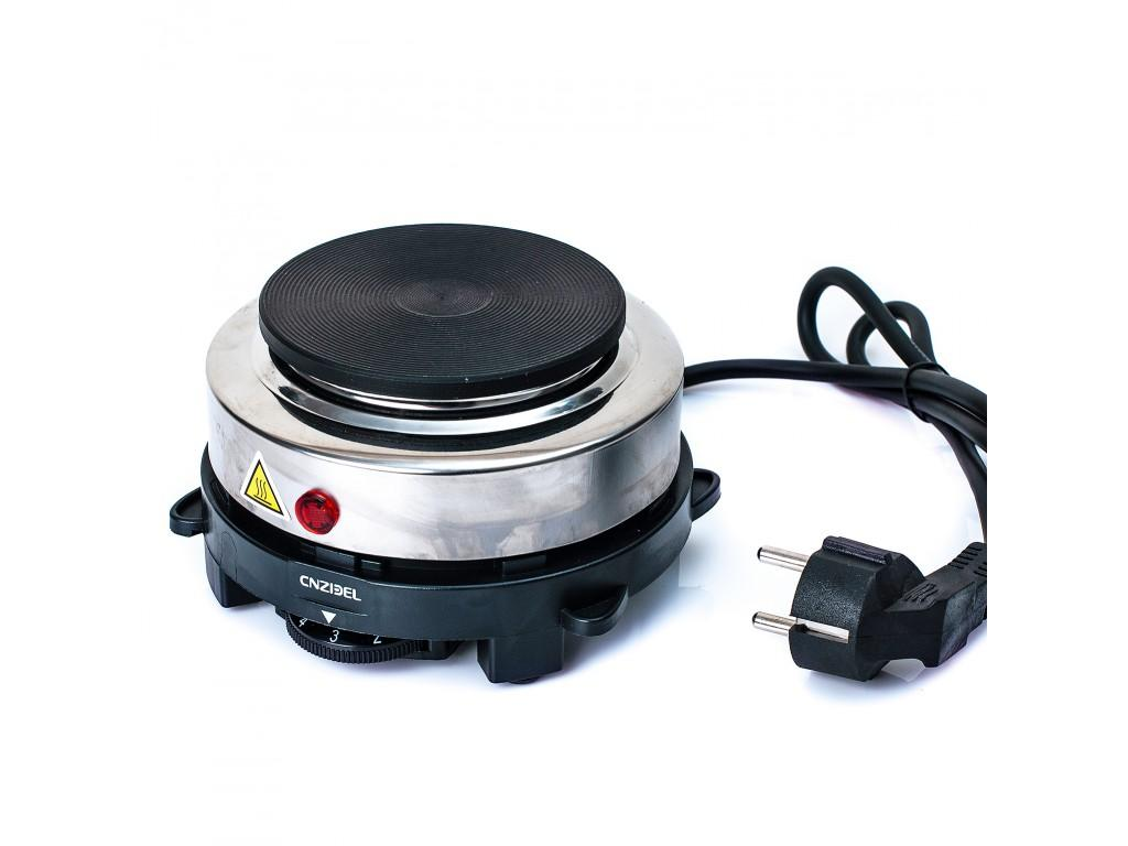 Настольная плита компактная AD-500W миниэлектро многофункциональная с термостатом для защиты от перегрева Черно-серебристый (11650js)