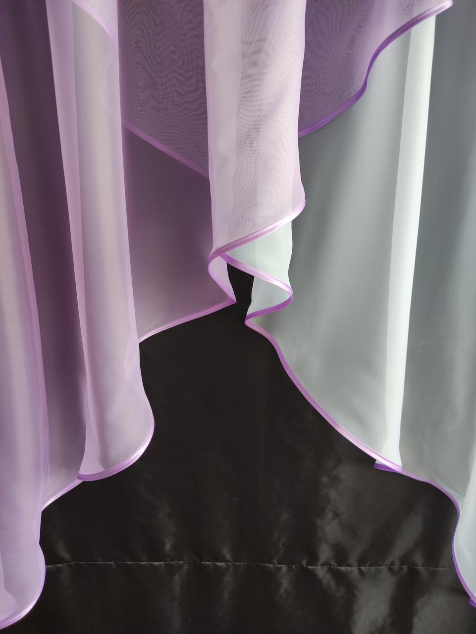 Занавеска шифоновая 300х170 см Белый с сиреневым (уш-01сырень) - фото 2