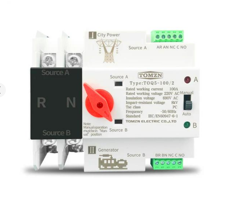 Переключатель ввода резерва автоматический 2P 230V 125A Tomzn TOQ5-125/2 однофазный АВР (2341212881) - фото 3