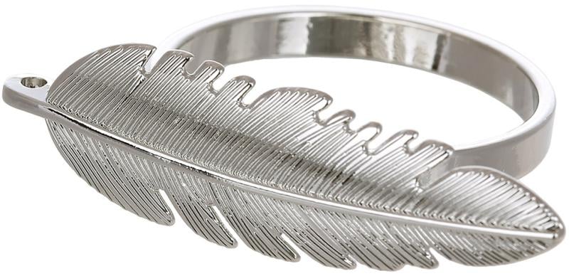 Комплект металевих кілець для серветок перо 6 шт. 4.6х3 см Срібний