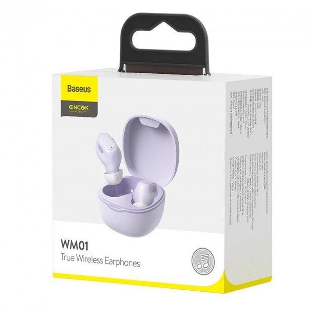 Наушники Bluetooth Baseus Encok True Wireless Earphones WM01 NGWM01-0Y Purple (57eb91b7) - фото 2