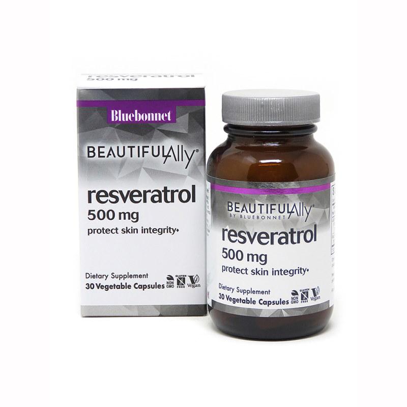 Натуральна добавка Beautiful Ally Bluebonnet Nutrition Resveratrol 500 мг 30 вегакапс. (5079)