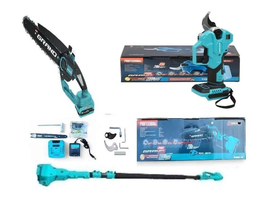 Пила аккумуляторная цепная Grand АПЦ-6М/2-1 с секатором Grand СА-40F/20BL-base/удлинителем 2,5м (30850271)
