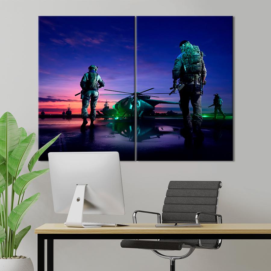Настенний декор Возле военного вертолета игра Battlefield 2042 71x51 см (A209-2)