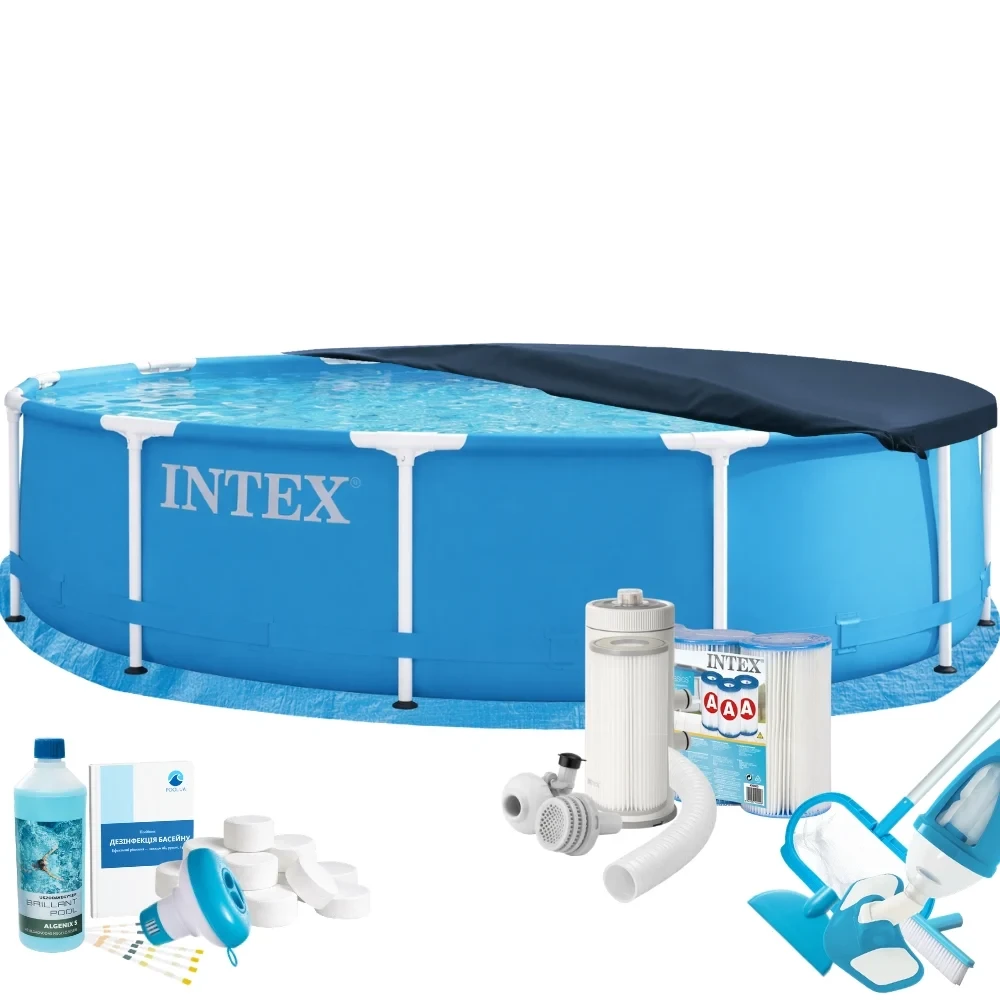 Бассейн каркасный сборный Intex Metal Frame 28210-9в1 Max 366х76 см с фильтром/химией Синий (147-9-28210-9 Max )