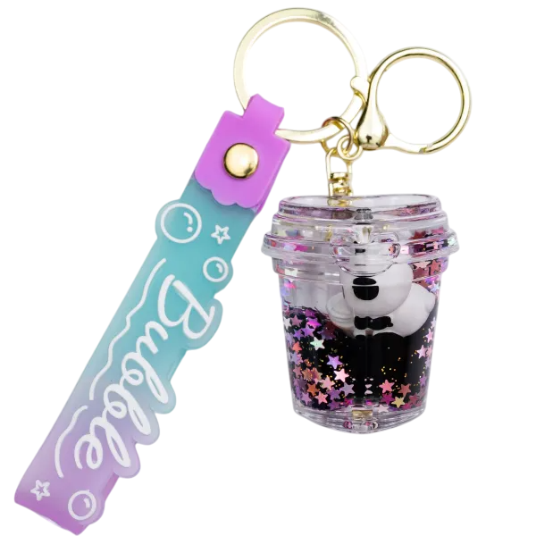 Брелок для ключей Panda Cup с блестками 5х5 см Прозрачный