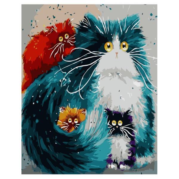 Картина по номерам Strateg Животные Смешные котики 40х50 см в термопакете (VA-1639-mt)