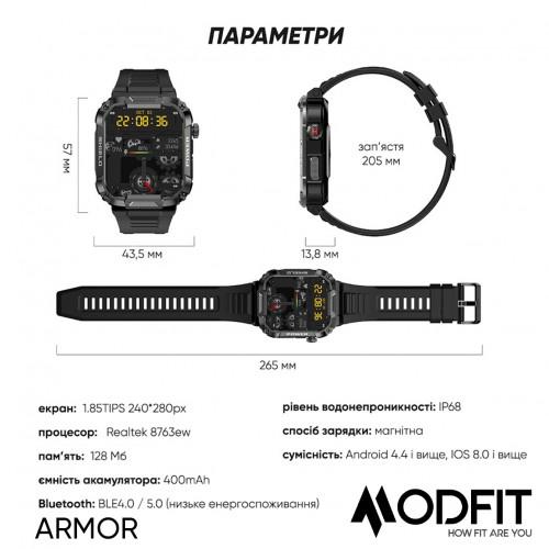 Смарт-часы Modfit Armor All Black Черный (1808623106) - фото 6