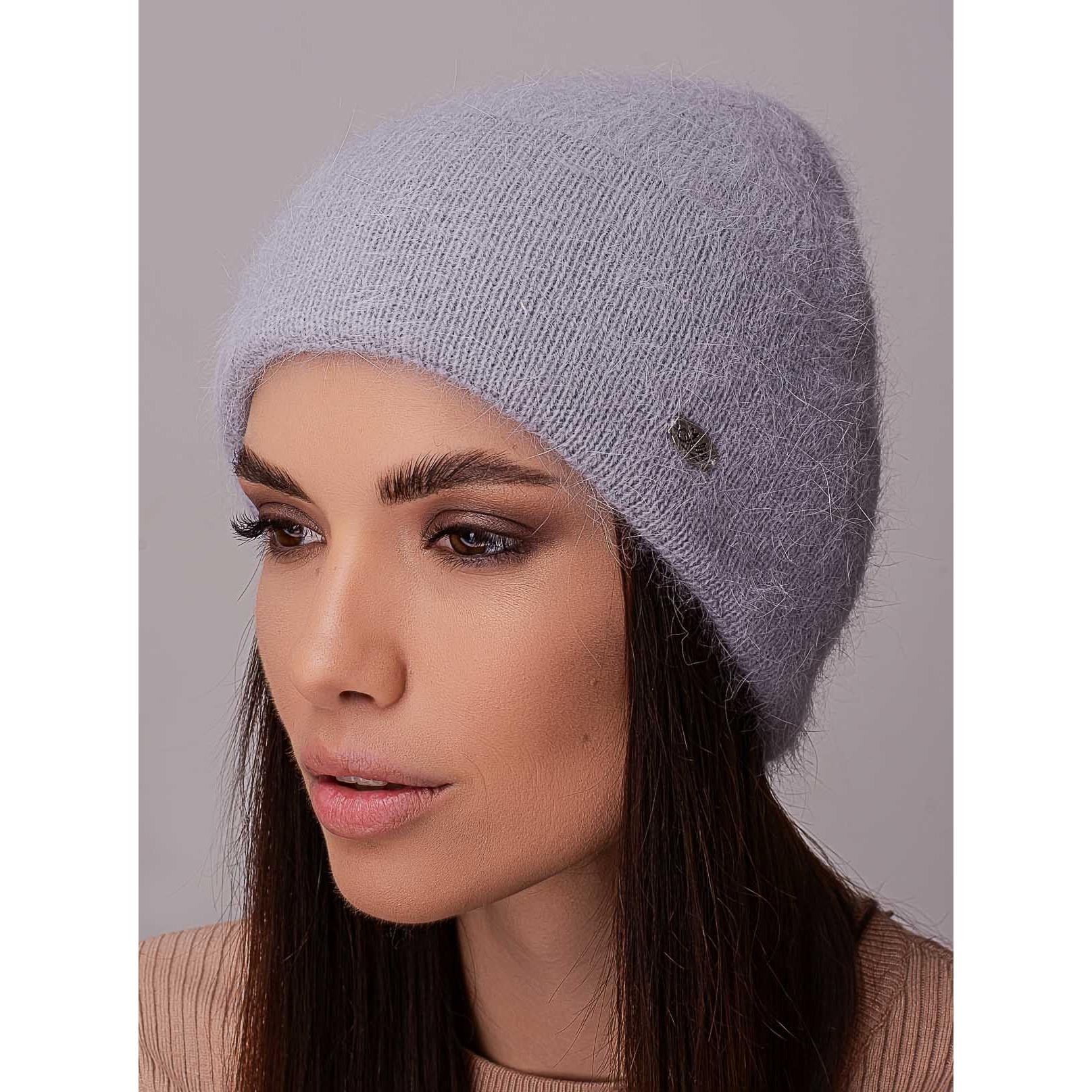 Шапка жіноча ангорова Leks СКАРЛЕТ одинарна з відворотом дрібного в'язання one size Метал (205571) - фото 1