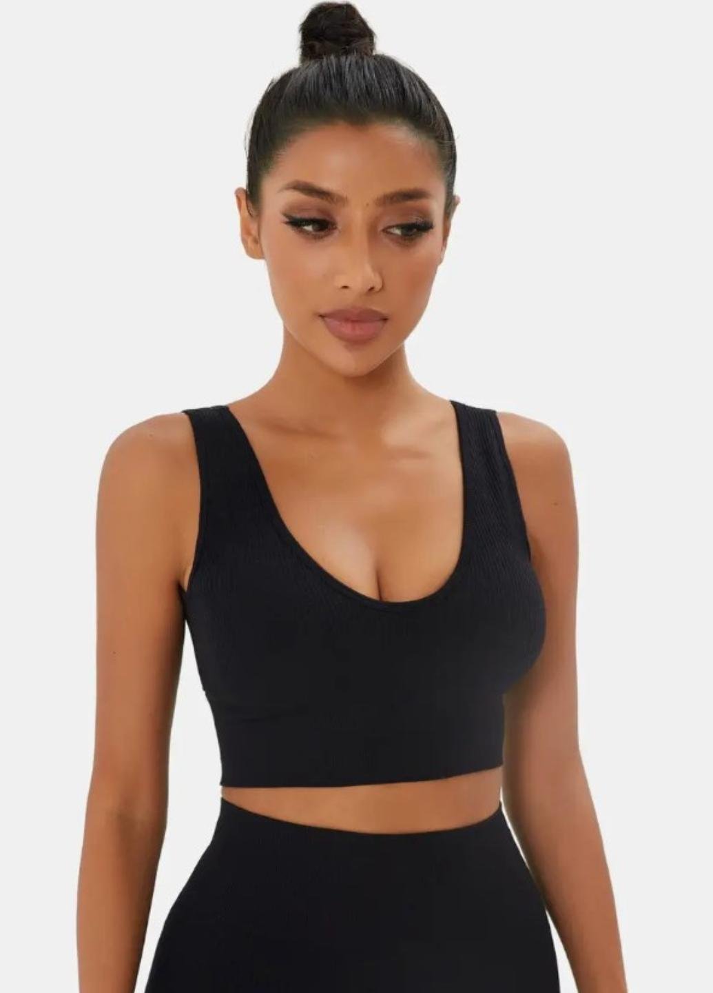 Топ спортивный женский Sport Elegance HS0011 в рубчик S Черный (1946-42-01)