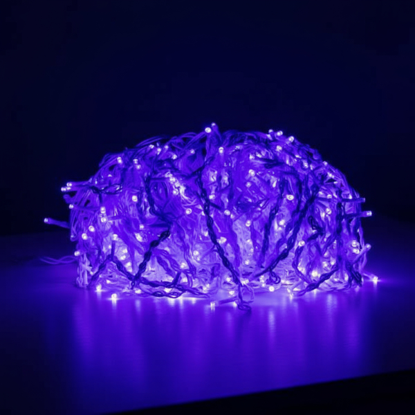 Гирлянда сетевая Бахрома уличная 36 м 600 LED диодов от сети белая нить Синий (36MWBL)