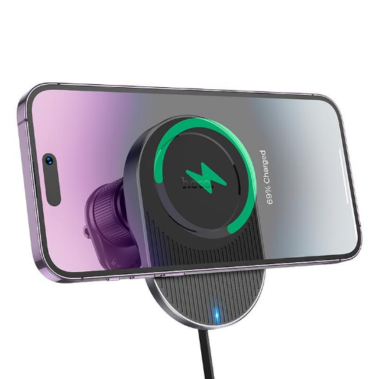 Держатель для телефона Hoco HW12 Guardian Wireless Fast Charging с беспроводной зарядкой 15W Черный - фото 5