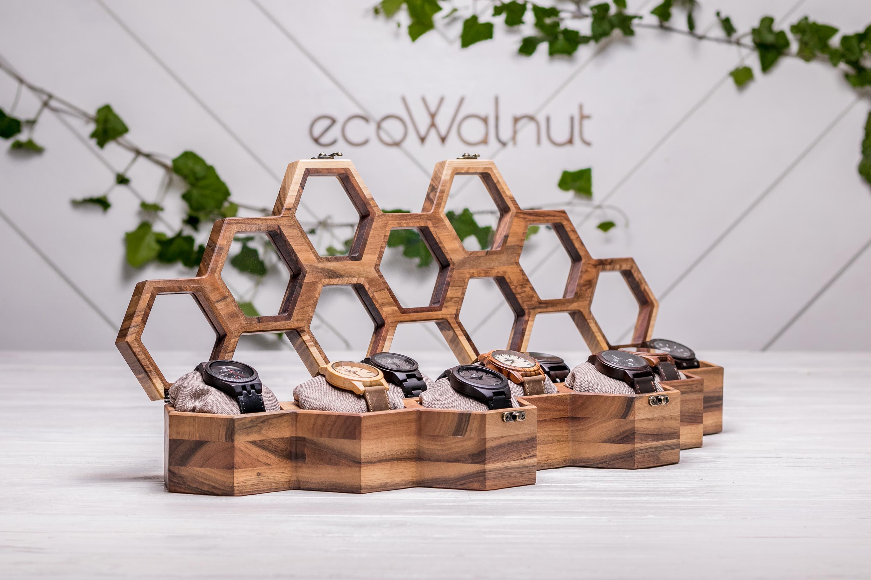 Коробочка подставка EcoWalnut для 9 часов с лого на подарок (EB-16.9.1) - фото 14