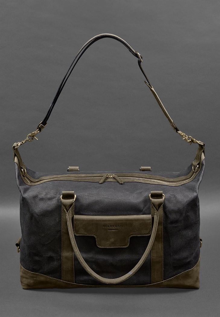 Дорожня сумка з канвасу та натуральної шкіри Crazy Horse Темно-коричневий (A-028161) - фото 6