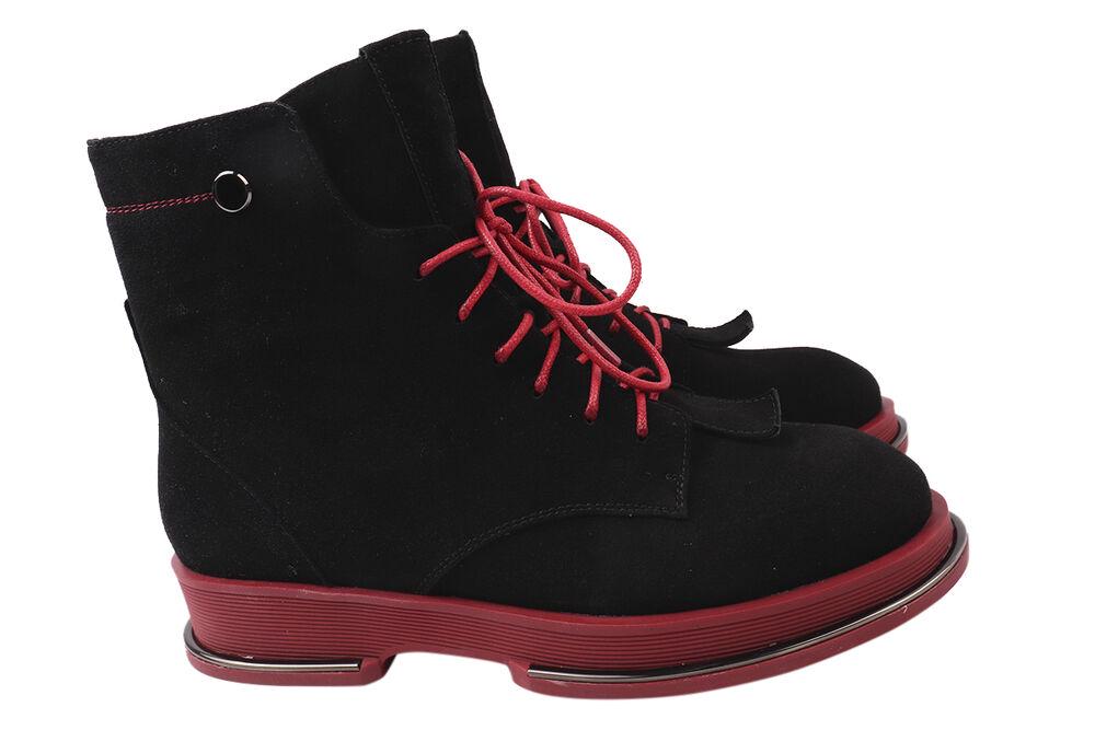 Ботинки женские Vidorcci из замши на низком ходу на шнуровке р. 40 Черный (15-21DHC)