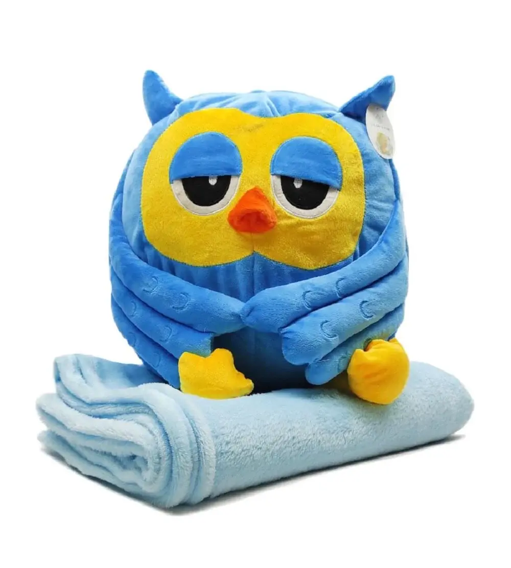 Мягкая игрушка Happy Baby Сова плед-подушка трансформер 3в1 Синий (8-18-OS0123654789/1)