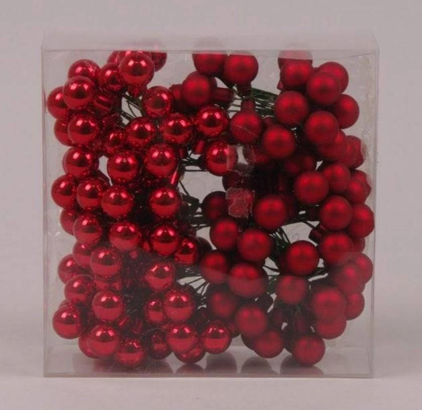 Шарики стеклянные 1,5 см 12 пучков 144 шарика Красный (44615)