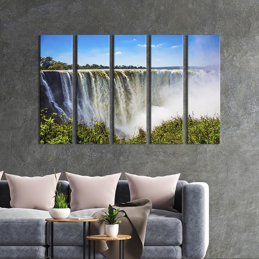 Модульна картина із 5 частин на холсті інтер'єрна картина Прекрасний водоспад Вікторія 132x80 см (601-51)