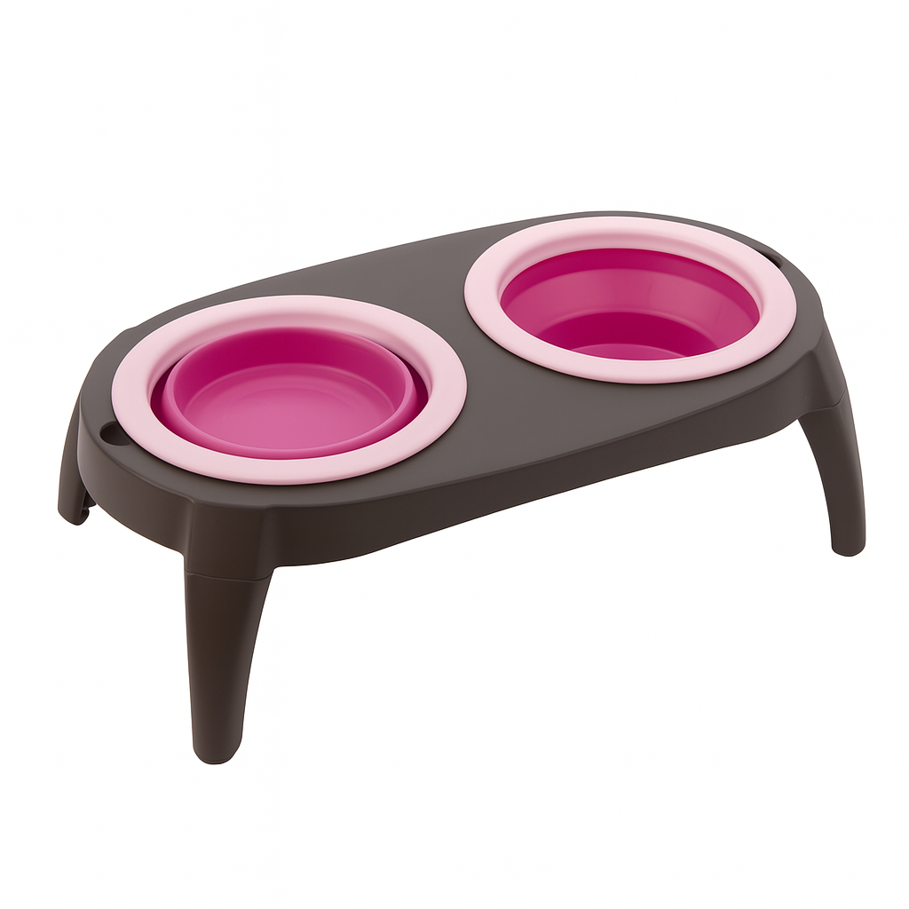 Миска для собак/котів подвійна Pet Bowl Set складана дорожня Рожевий (27471314)