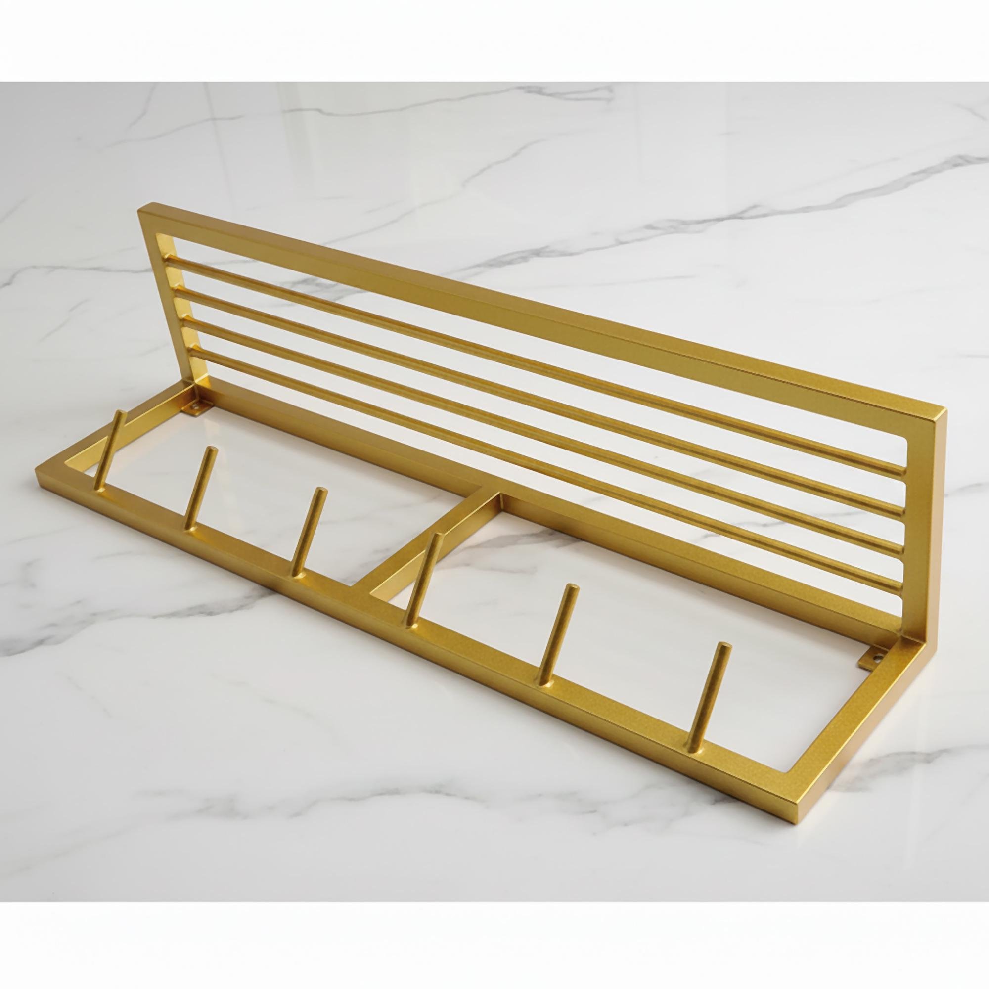 Вешалка для одежды настенная из металла 800x200 мм H 200 мм Золото (1558) - фото 4 Вешалка для одежды настенная из металла 800x200 мм H 200 мм Золото (1558) - фото 4