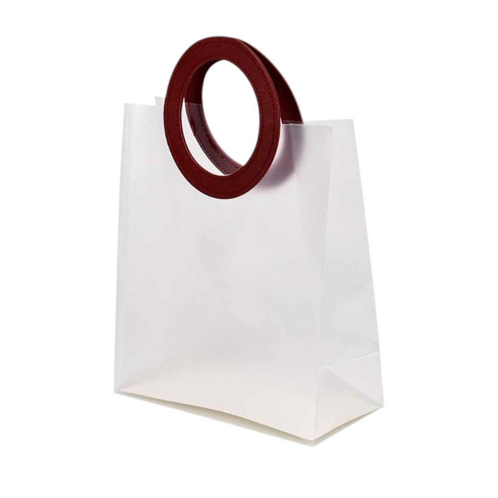 Подарочный пакет с ручками Stenson Mist 20х23х10 см Полупрозрачный с бордовым (R96751-S)