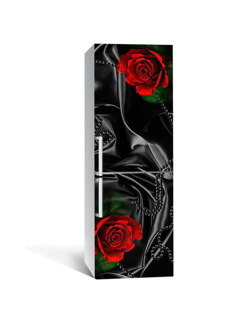 Наклейка 3D на холодильник Zatarga Черный шелк и красные розы 650х2000 мм (1274514278)