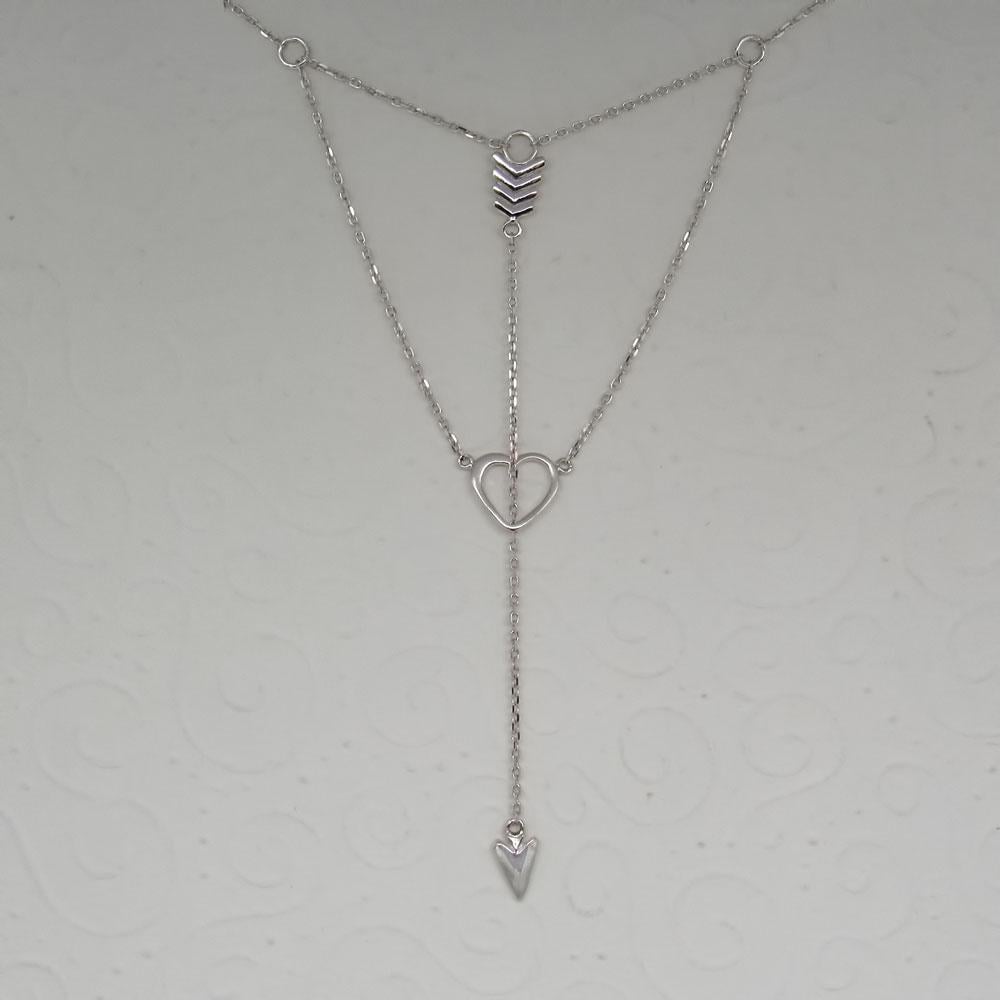 Срібне кольє краватка Стріла Амура серце зі стрілою