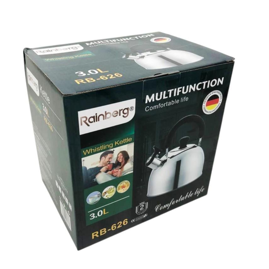 Чайник для электрических и газовых плит Rainberg RB-626 из нержавеющей стали с свистком 3 л (162) - фото 5