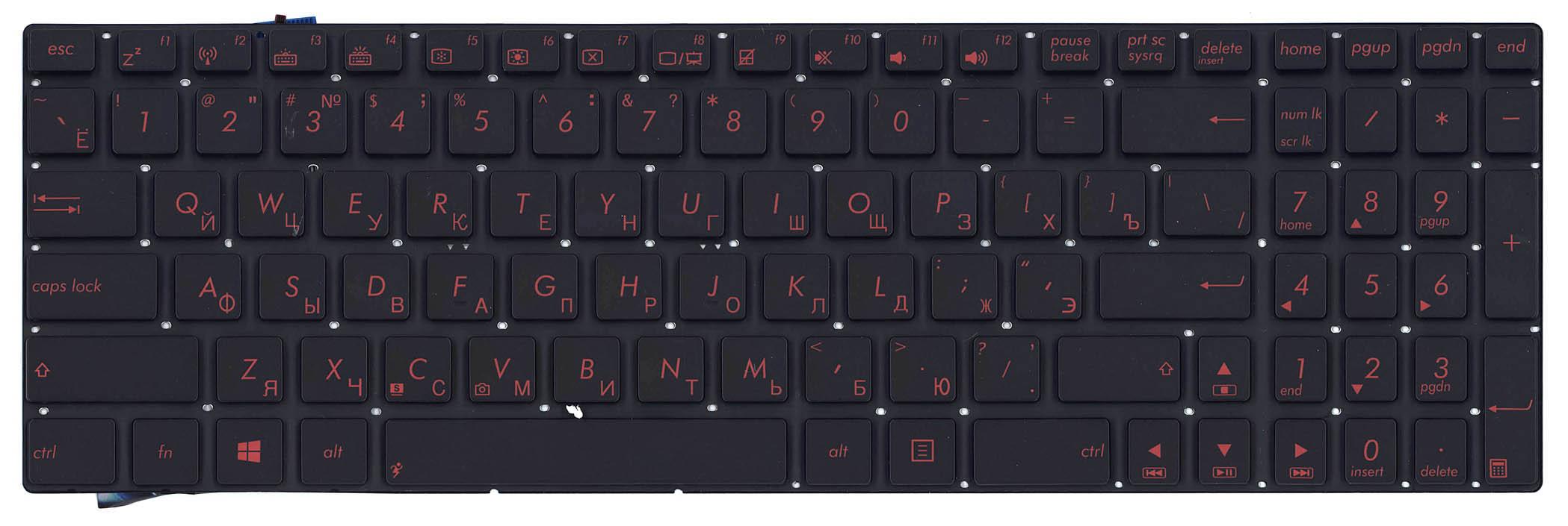 Клавиатура для ноутбука Asus N56 с подсветкой Light Black с красной подсветкой