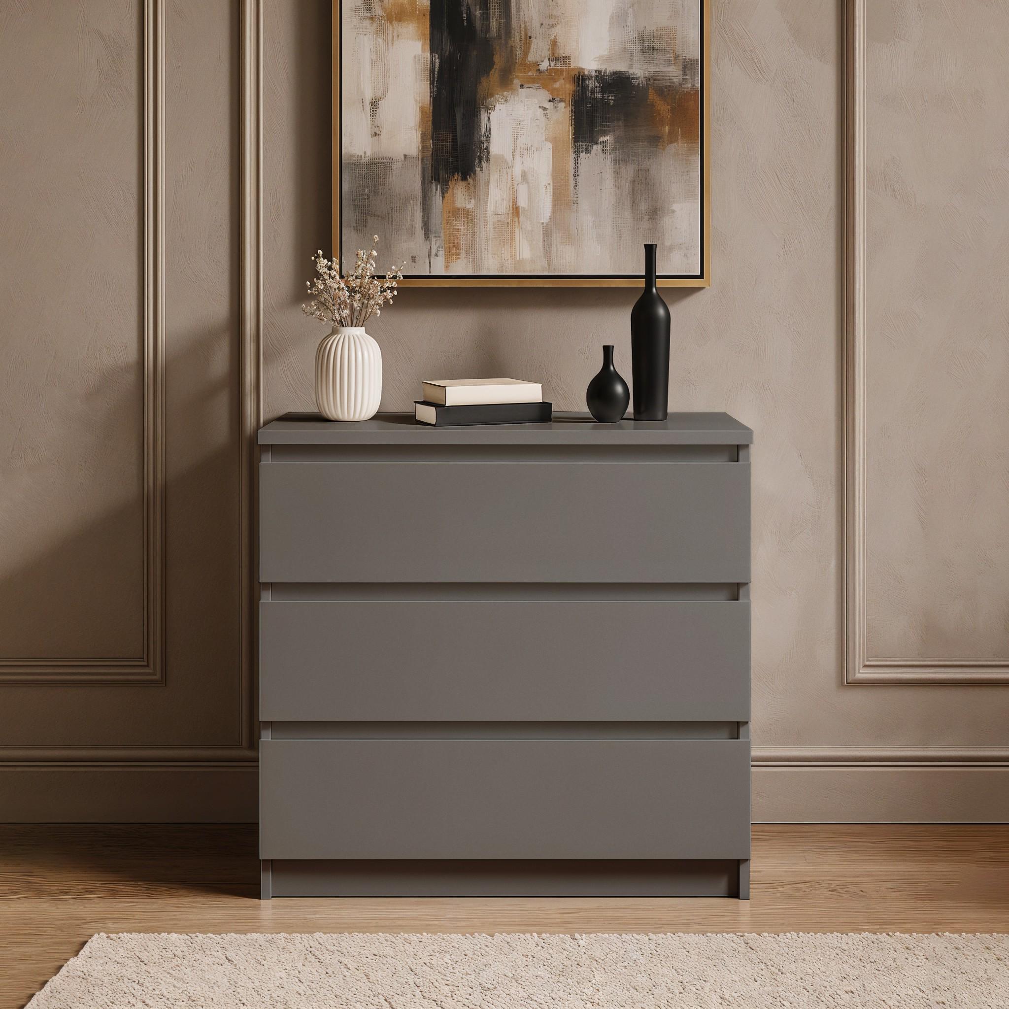 Комод на 3 ящика без ручек FT-214 800х400х755 мм Антрацит - фото 1