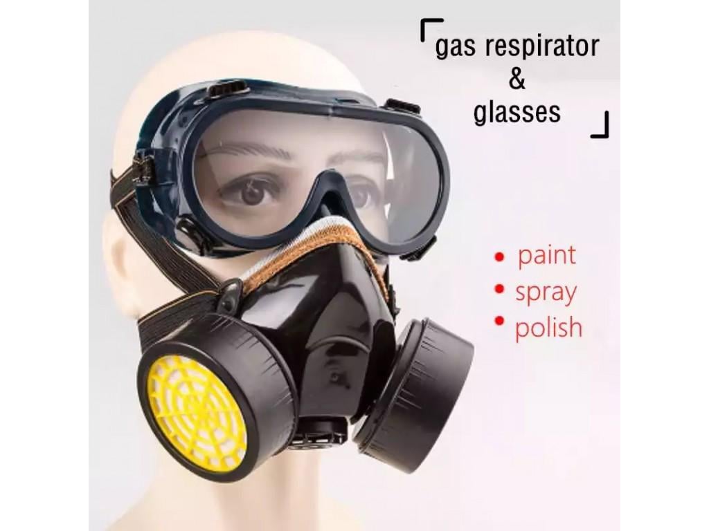 Маска промислова BuyinCoins газопилезахисна з подвійним респіратором із захисними окулярами (24117274) - фото 5